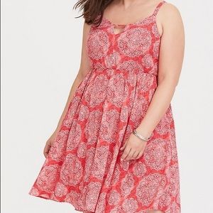 Coral Medallion cutout Challis Dress